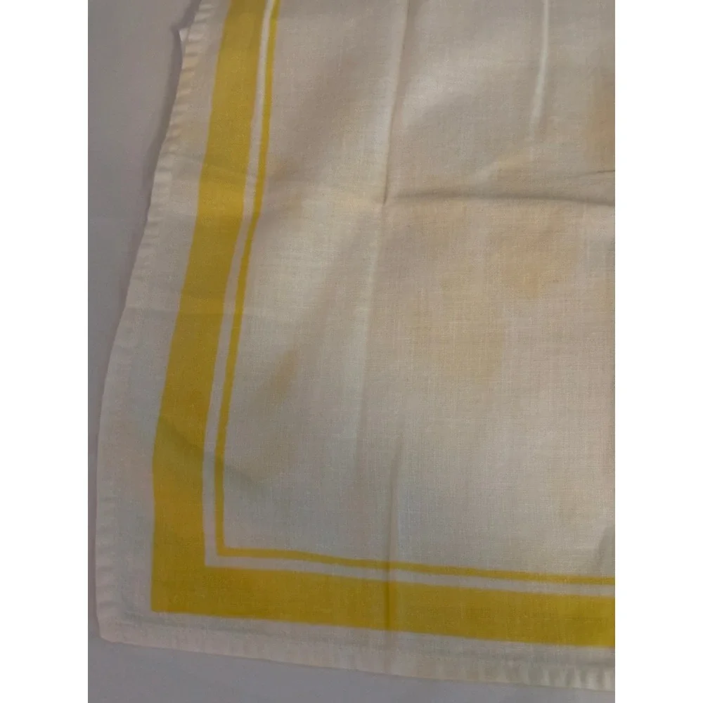 Vintage White and Yellow Striped Linen Cloth Napkins Set of 4 Mid Century Retro